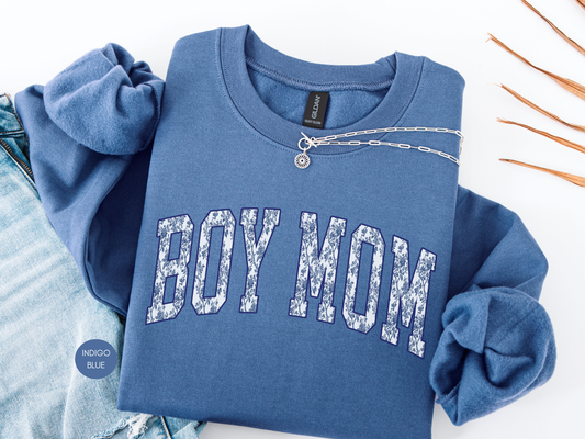 Boy Mom Blue Toile Sweatshirt – Vintage Mom Crewneck