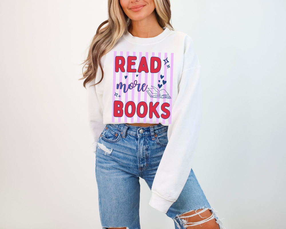 Read More Books Sweatshirt | Colorful Book Lover Crewneck