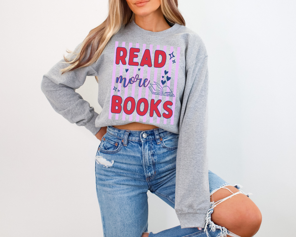 Read More Books Sweatshirt | Colorful Book Lover Crewneck