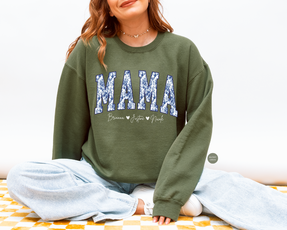 Custom Mama Sweatshirt with Kids Names | Mother’s Day Gift