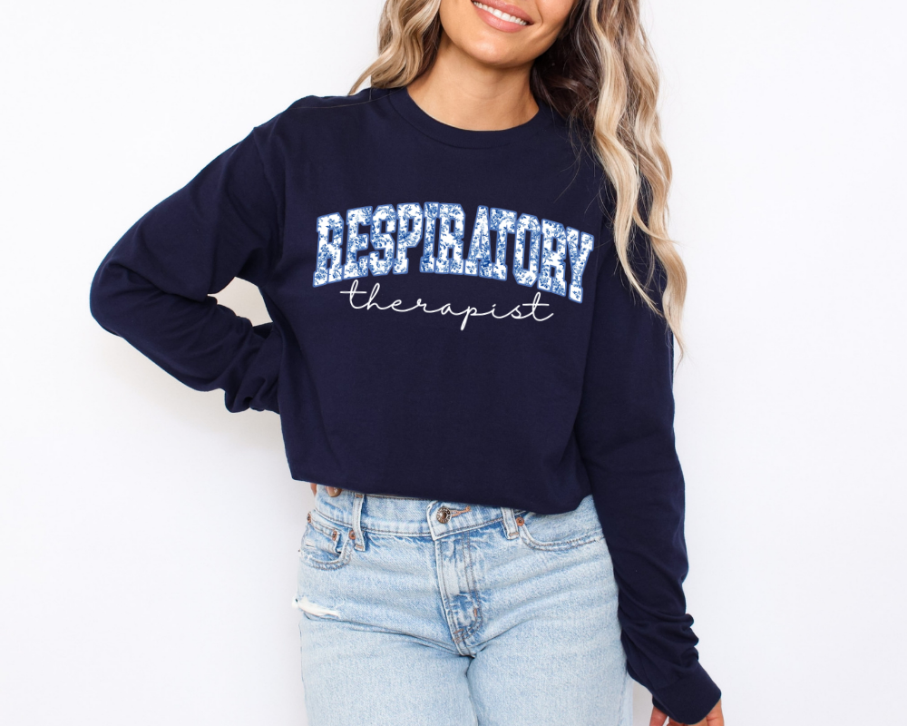 Respiratory Therapist Sweatshirt | Blue Toile Design
