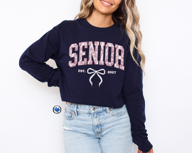 Senior 2027 Sweatshirt | Pink Toile Graduation Crewneck