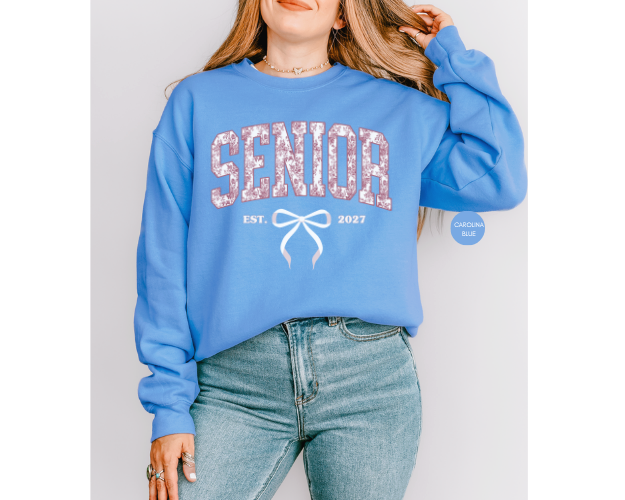 Senior 2027 Sweatshirt | Pink Toile Graduation Crewneck