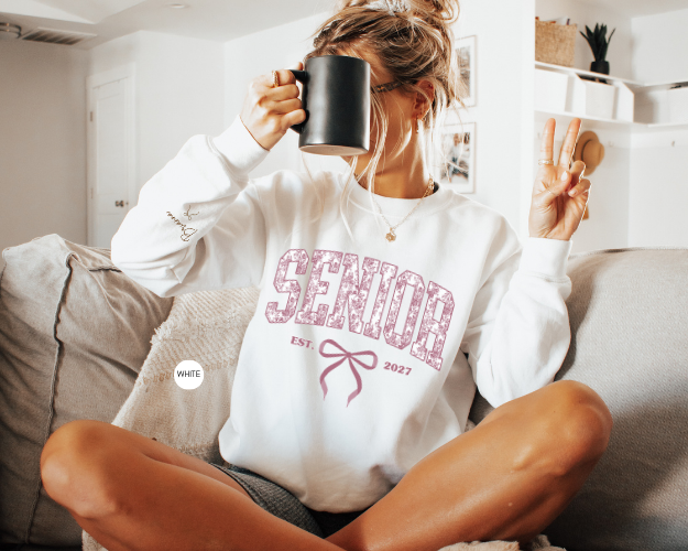 Senior 2027 Sweatshirt | Pink Toile Graduation Crewneck