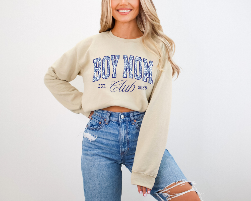 Custom Boy Mom Club Sweatshirt – Personalized Est Year Boy Mom Gift