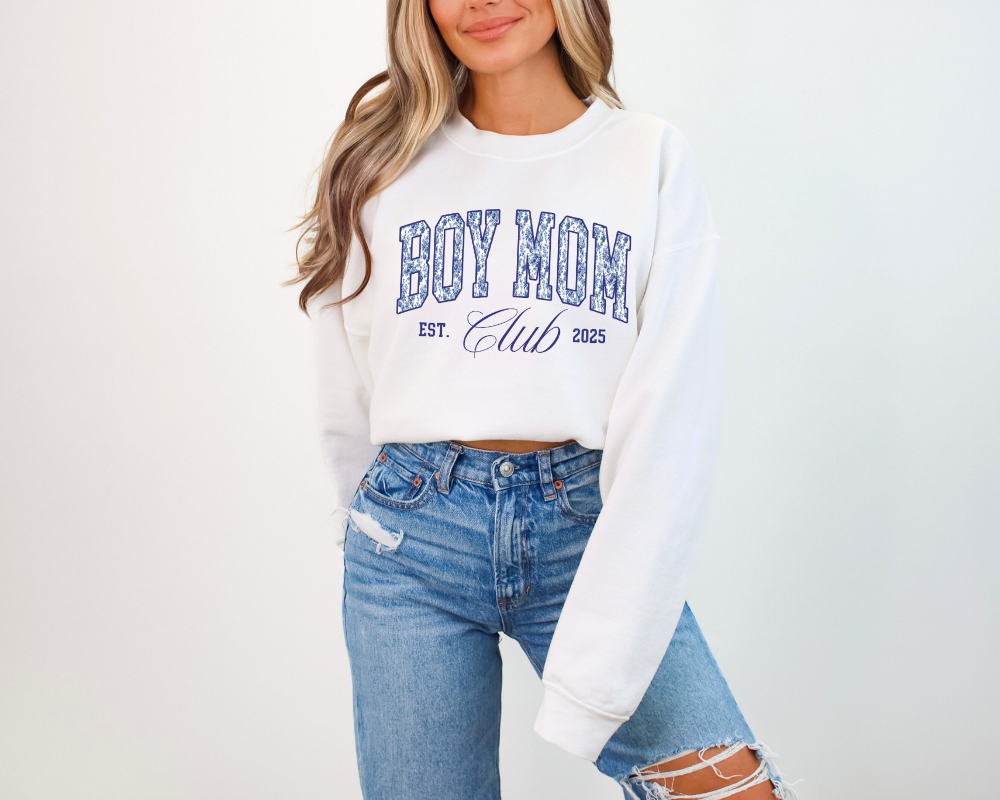 Custom Boy Mom Club Sweatshirt – Personalized Est Year Boy Mom Gift