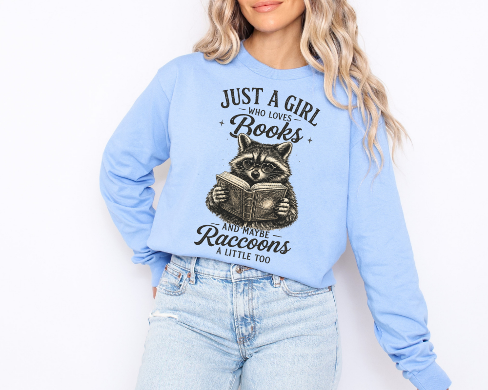 Book Lover Raccoon Sweatshirt | Funny Vintage Crewneck