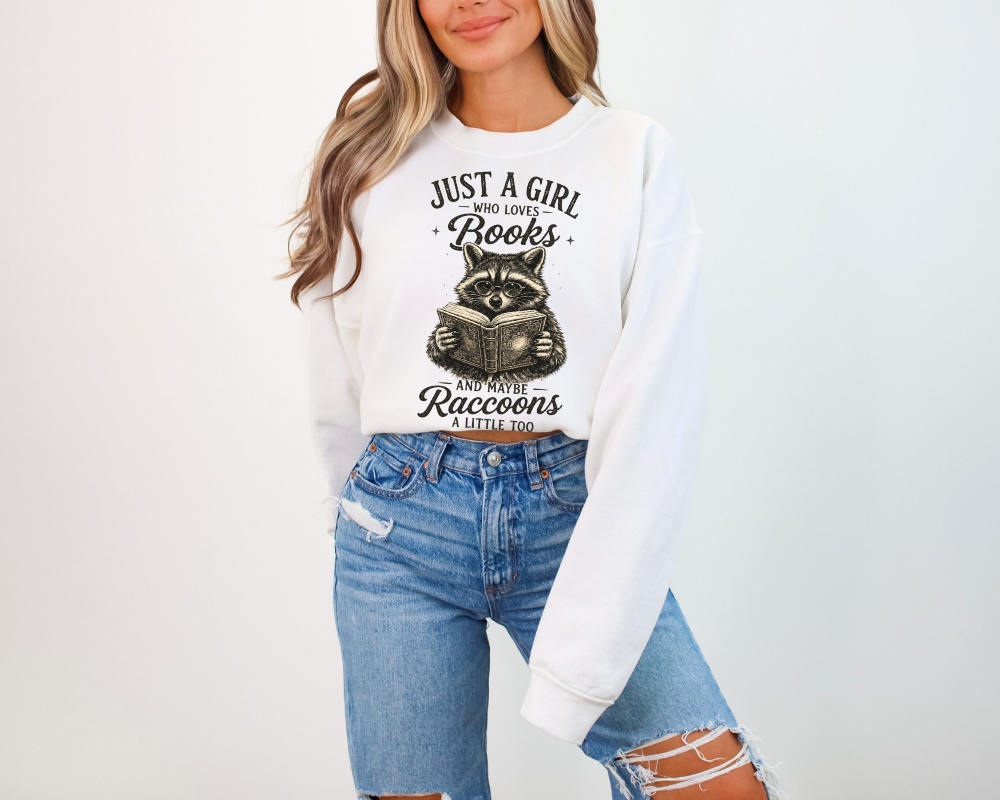 Book Lover Raccoon Sweatshirt | Funny Vintage Crewneck