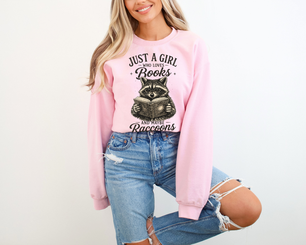 Book Lover Raccoon Sweatshirt | Funny Vintage Crewneck