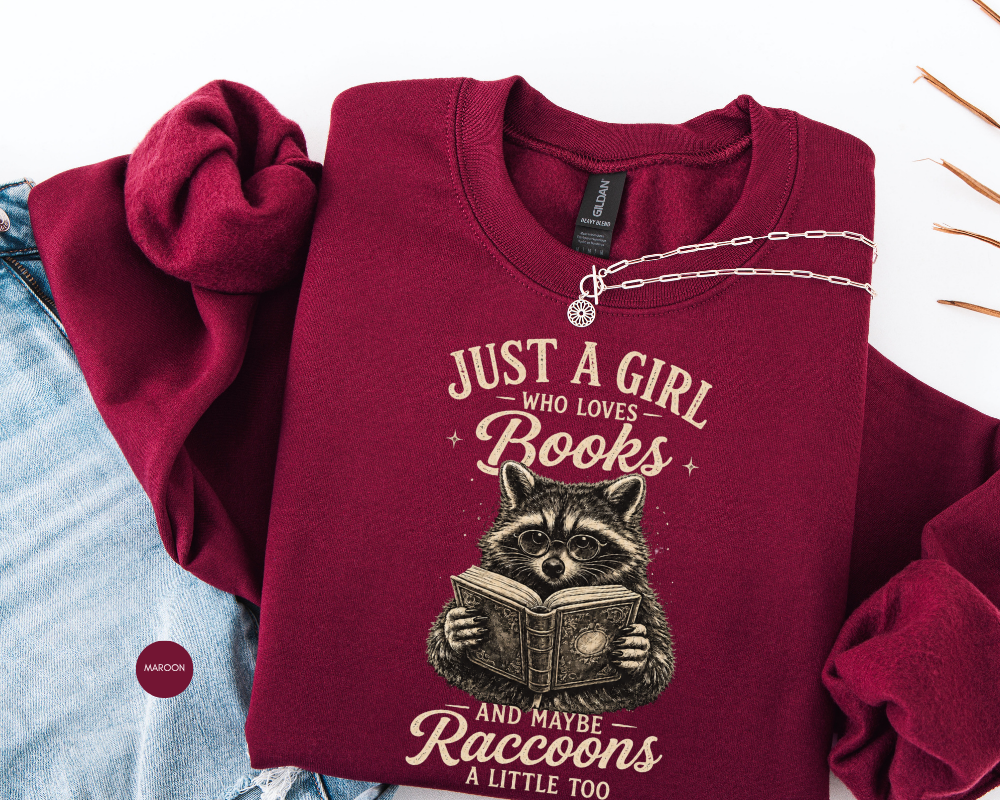 Book Lover Raccoon Sweatshirt | Funny Vintage Crewneck