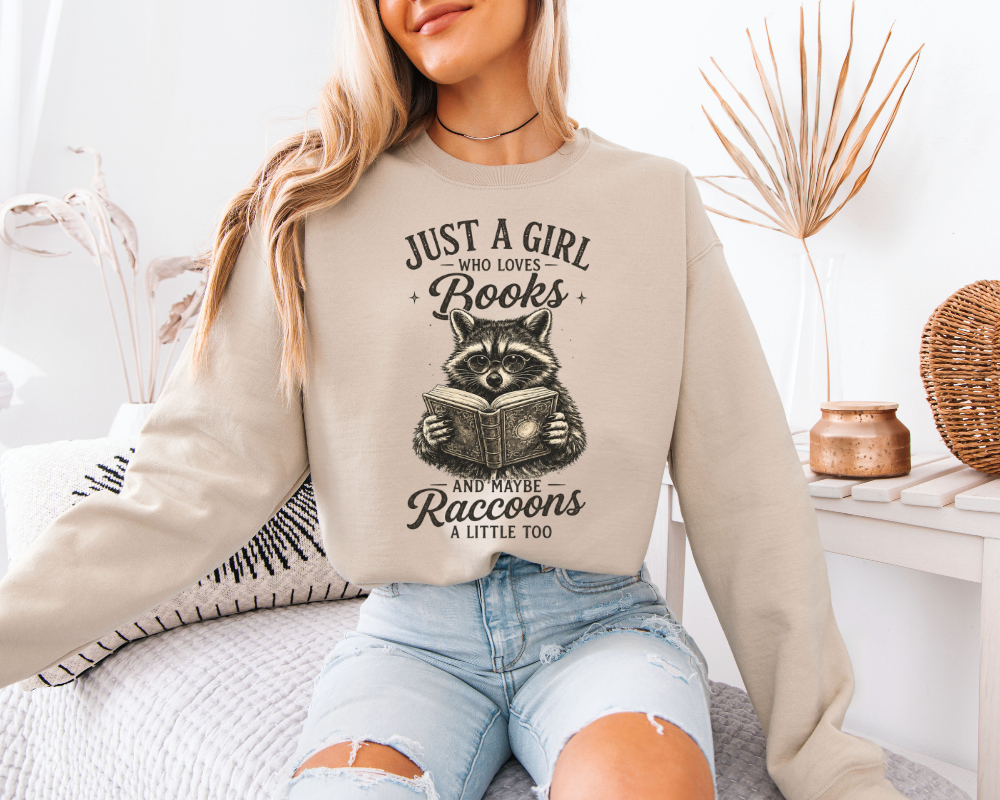 Book Lover Raccoon Sweatshirt | Funny Vintage Crewneck
