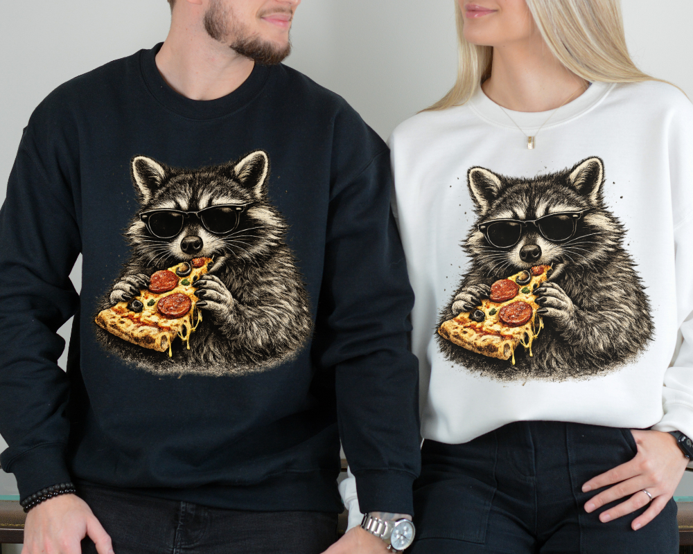 Funny Raccoon Pizza Sweatshirt | Vintage Graphic Crewneck