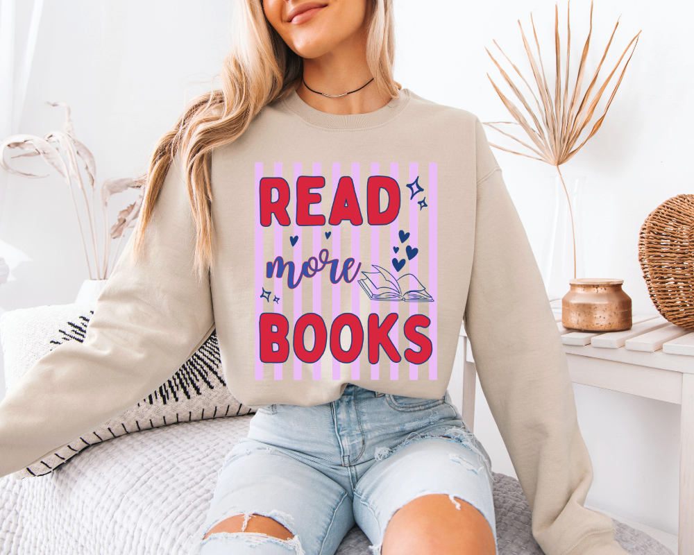Read More Books Sweatshirt | Colorful Book Lover Crewneck