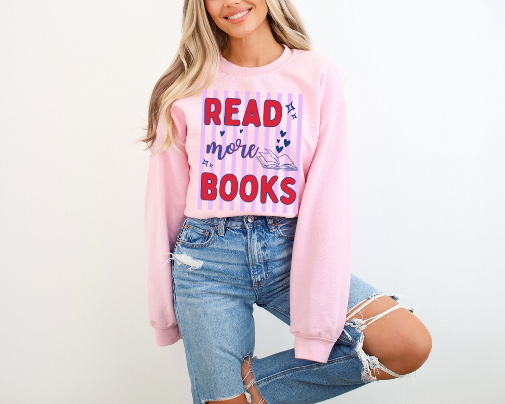 Read More Books Sweatshirt | Colorful Book Lover Crewneck