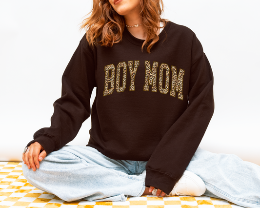 Boy Mom Leopard sweatshirt trendy mom of boys crewneck