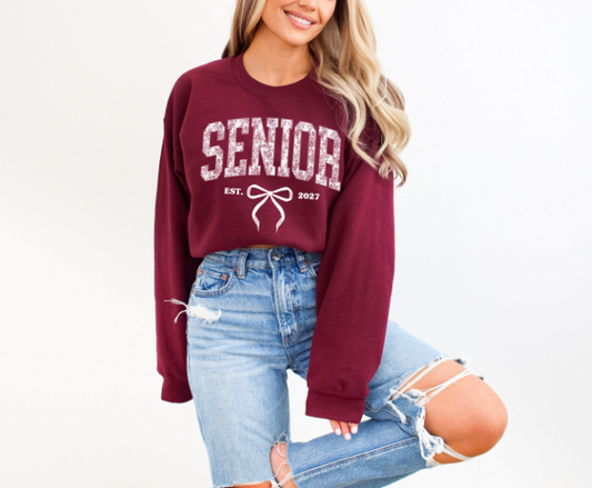 Senior 2027 Sweatshirt | Pink Toile Graduation Crewneck