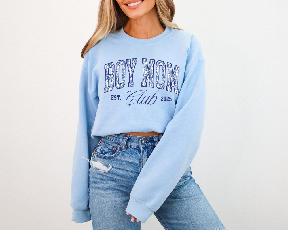Custom Boy Mom Club Sweatshirt Personalized Est Year Gift for Boy Moms
