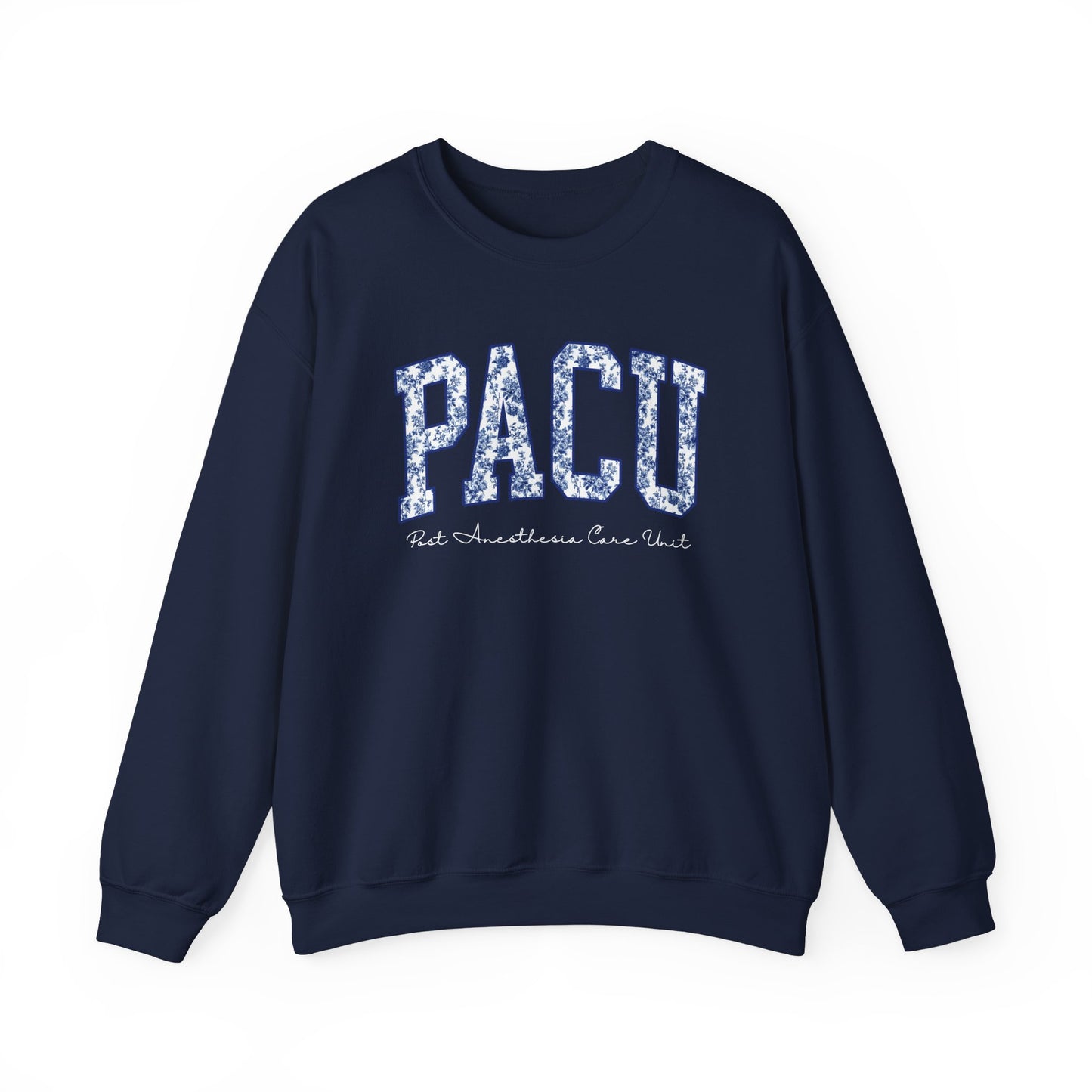 PACU Nurse Sweatshirt – Post Anesthesia Care Unit Blue Toile Design
