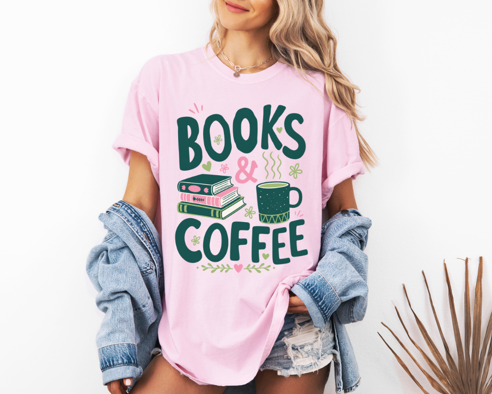 Books & Coffee Shirt | Cozy Book Lover Graphic Tee