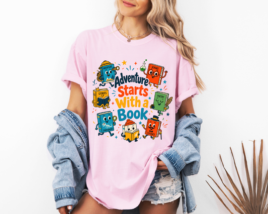 Adventure Starts With a Book Shirt | Reading Teacher Tee