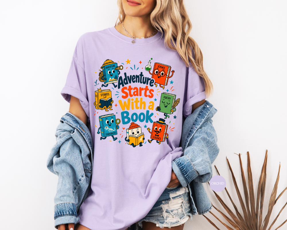 Adventure Starts With a Book Shirt | Reading Teacher Tee