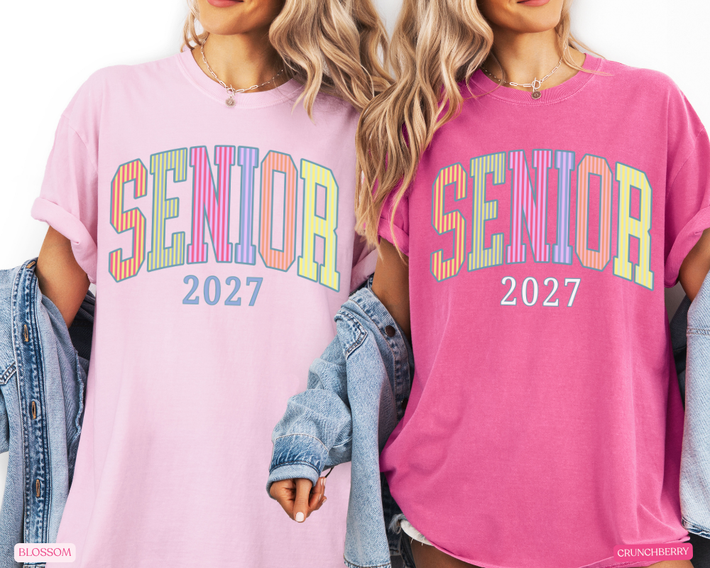 Senior 2027 Seersucker Stripes Shirt | Class of 2027 Varsity Tee