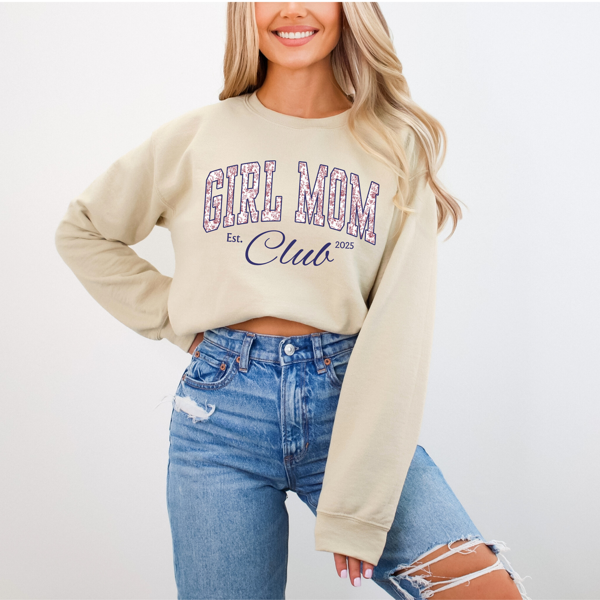Girl Mom Est sweatshirt personalized with year – cozy mom crewneck