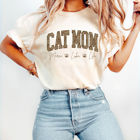 Personalized Cat Mom Shirt with Names – Custom Cat Lover Gift