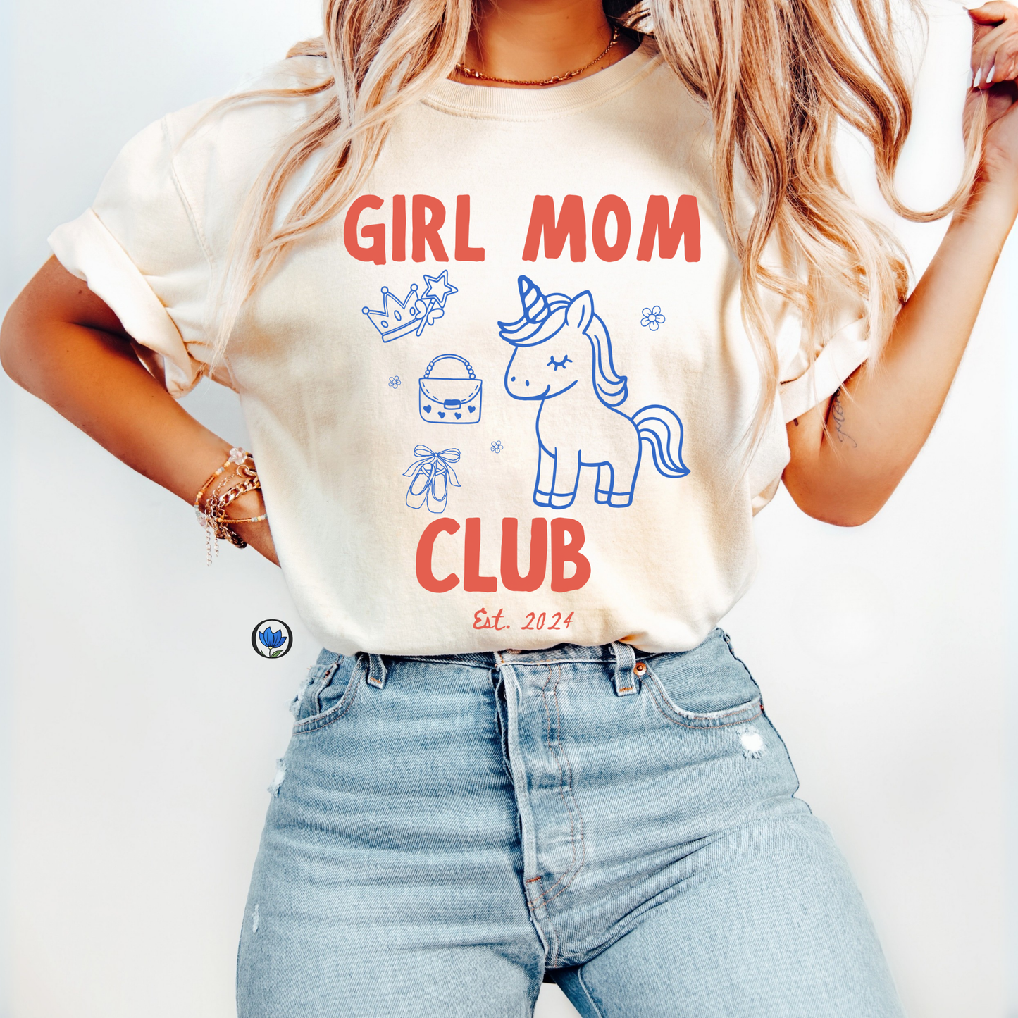 Girl Mom Club Custom Shirt 💕 Personalized Est Year Tee | Cute Unicorn Mom Gift