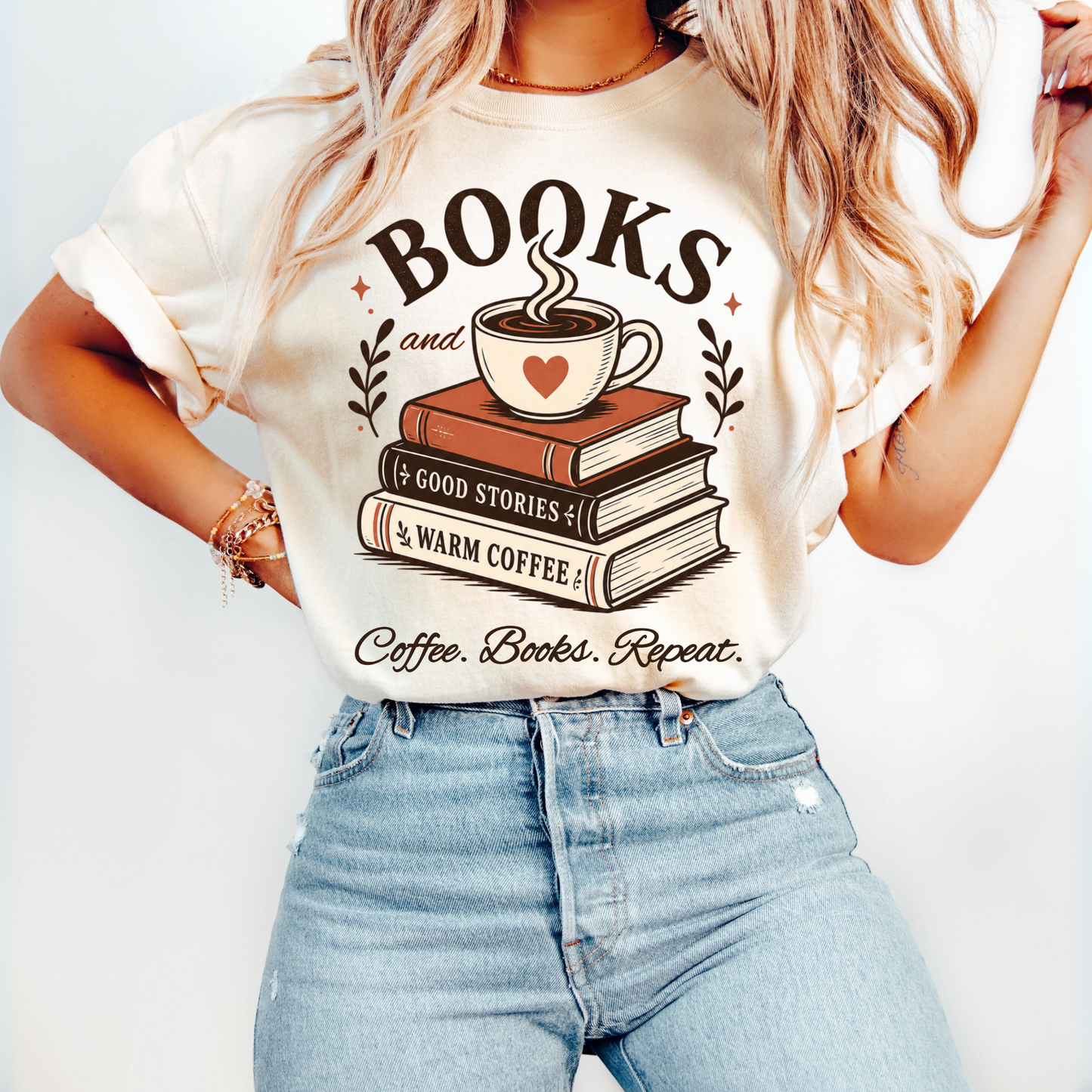 Books and Coffee Shirt | Coffee Books Repeat Tee