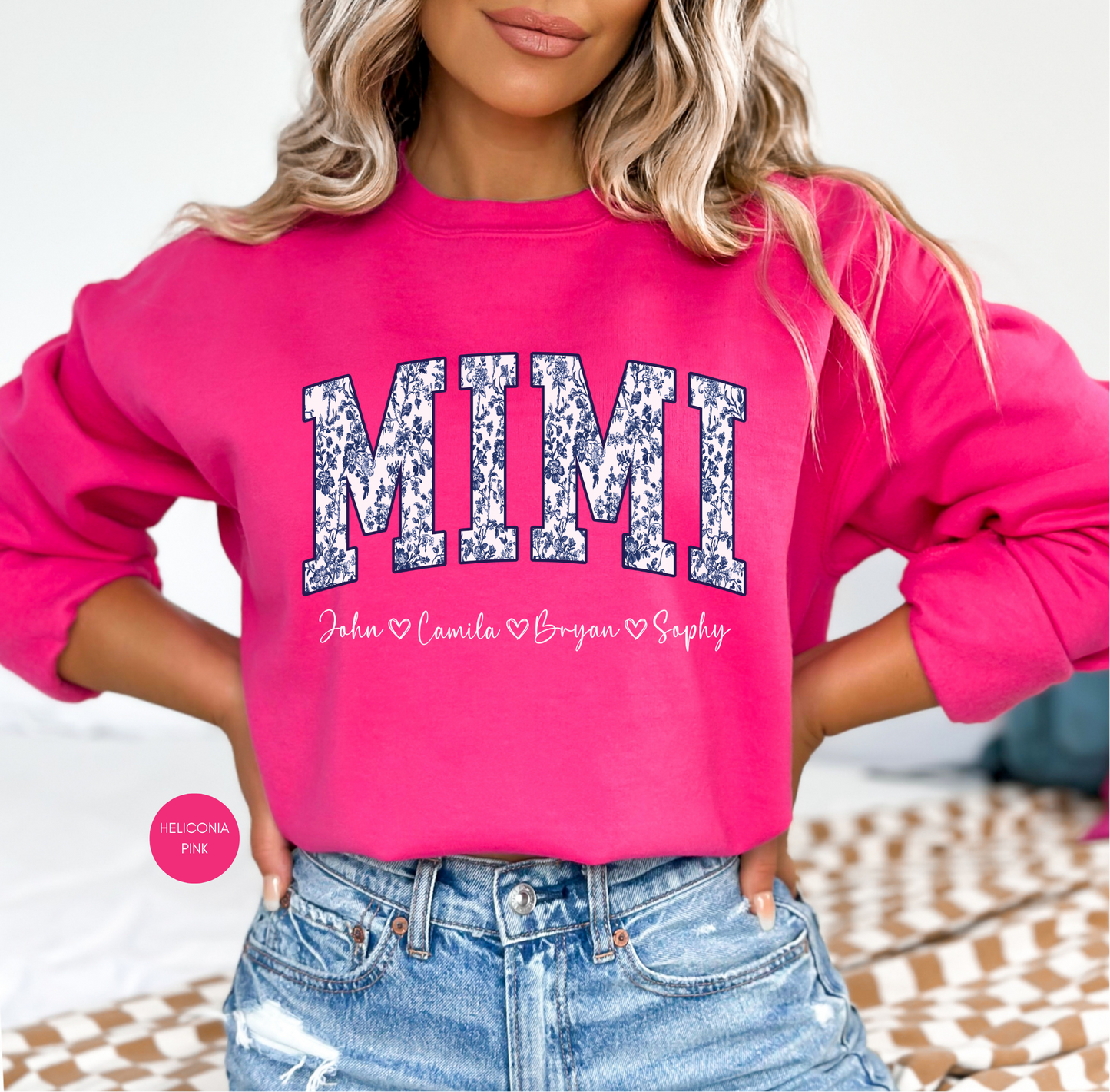 Personalized Mimi Sweatshirt with Grandkids Names – Custom Grandma Gift – Cozy Crewneck