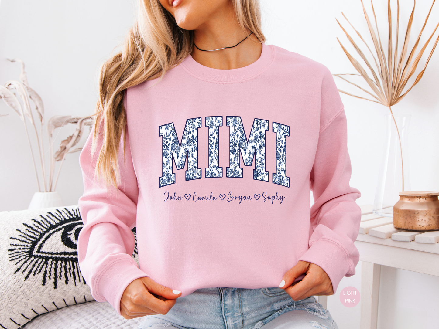 Personalized Mimi Sweatshirt with Grandkids Names – Custom Grandma Gift – Cozy Crewneck
