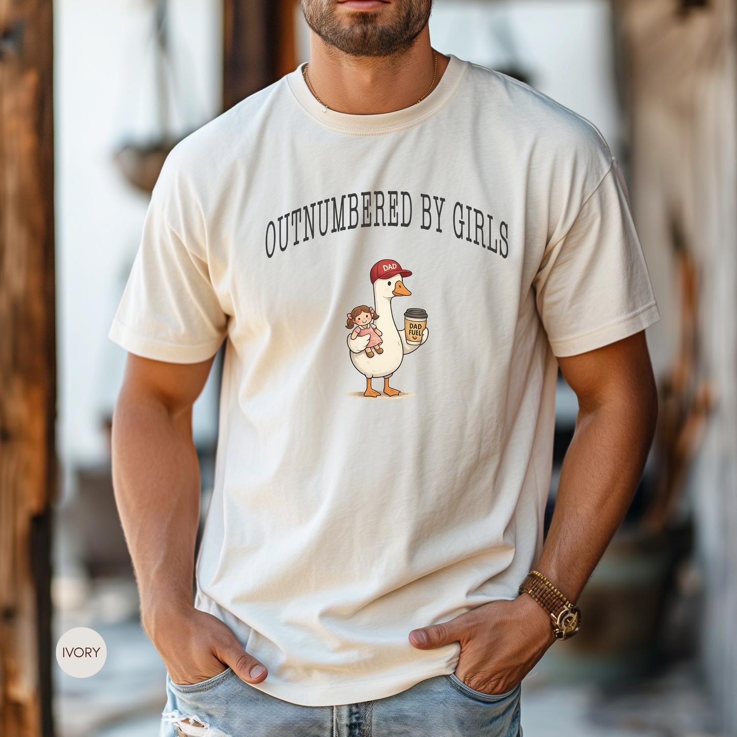 Outnumbered By Girls Funny Dad Shirt | Dad of Girls Gift | Comfort Colors | Father's Day Gift