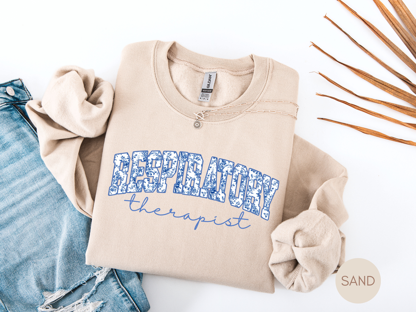 Respiratory Therapist Sweatshirt | Blue Toile Design
