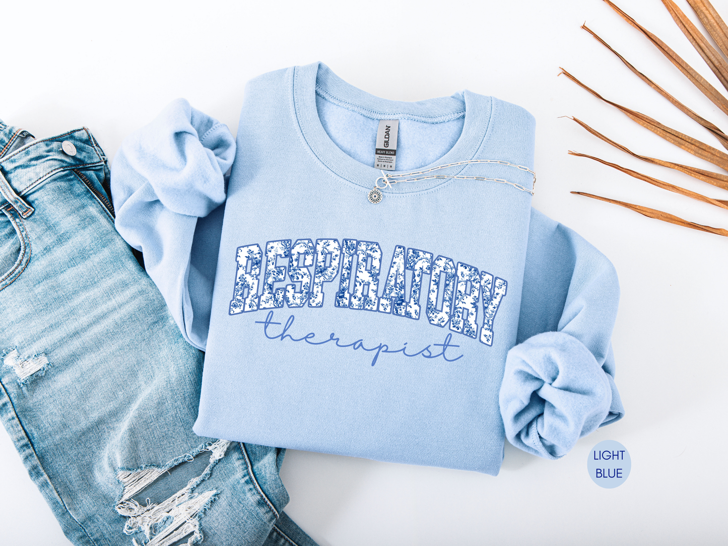 Respiratory Therapist Sweatshirt | Blue Toile Design