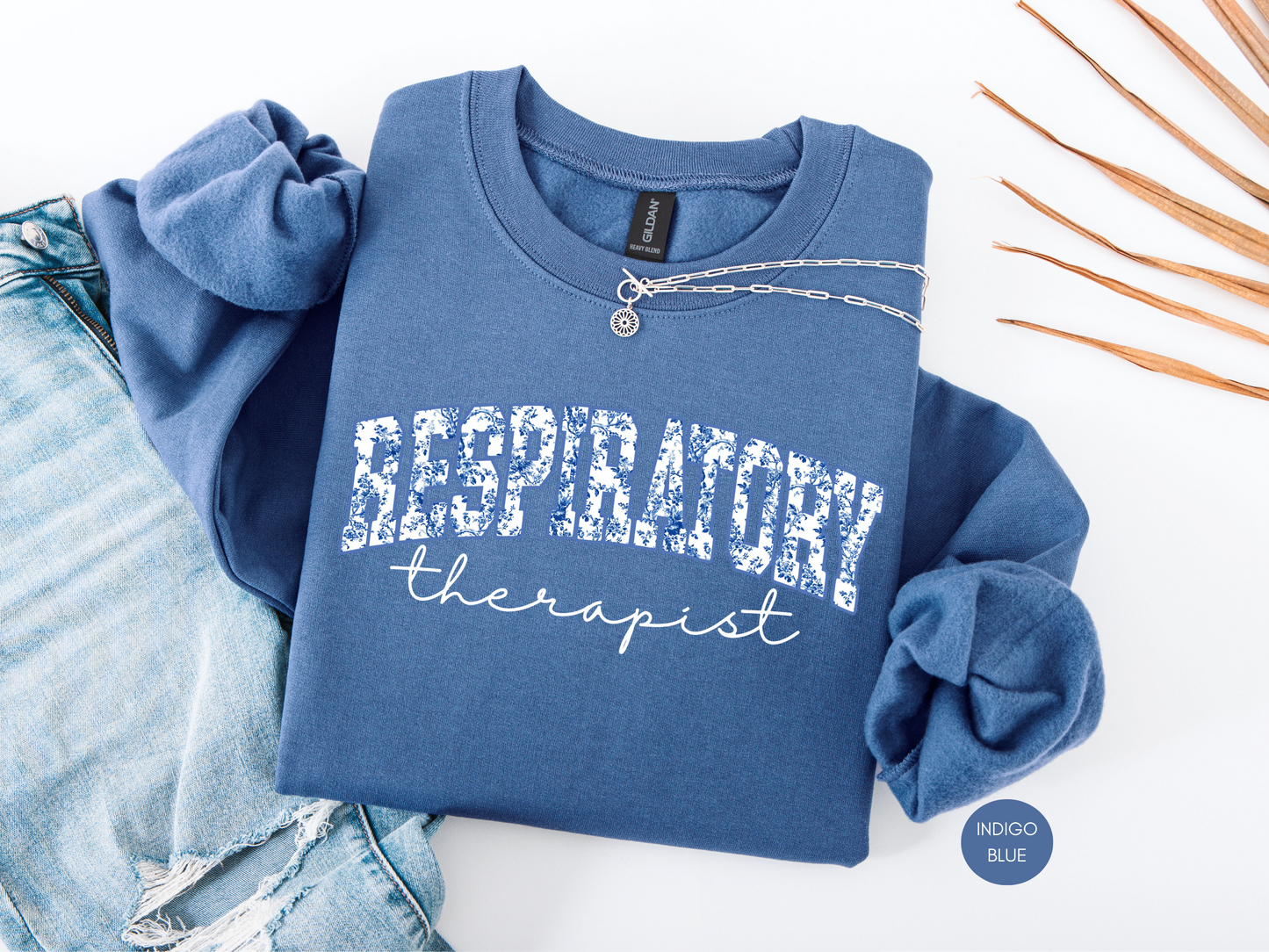 Respiratory Therapist Sweatshirt | Blue Toile Design