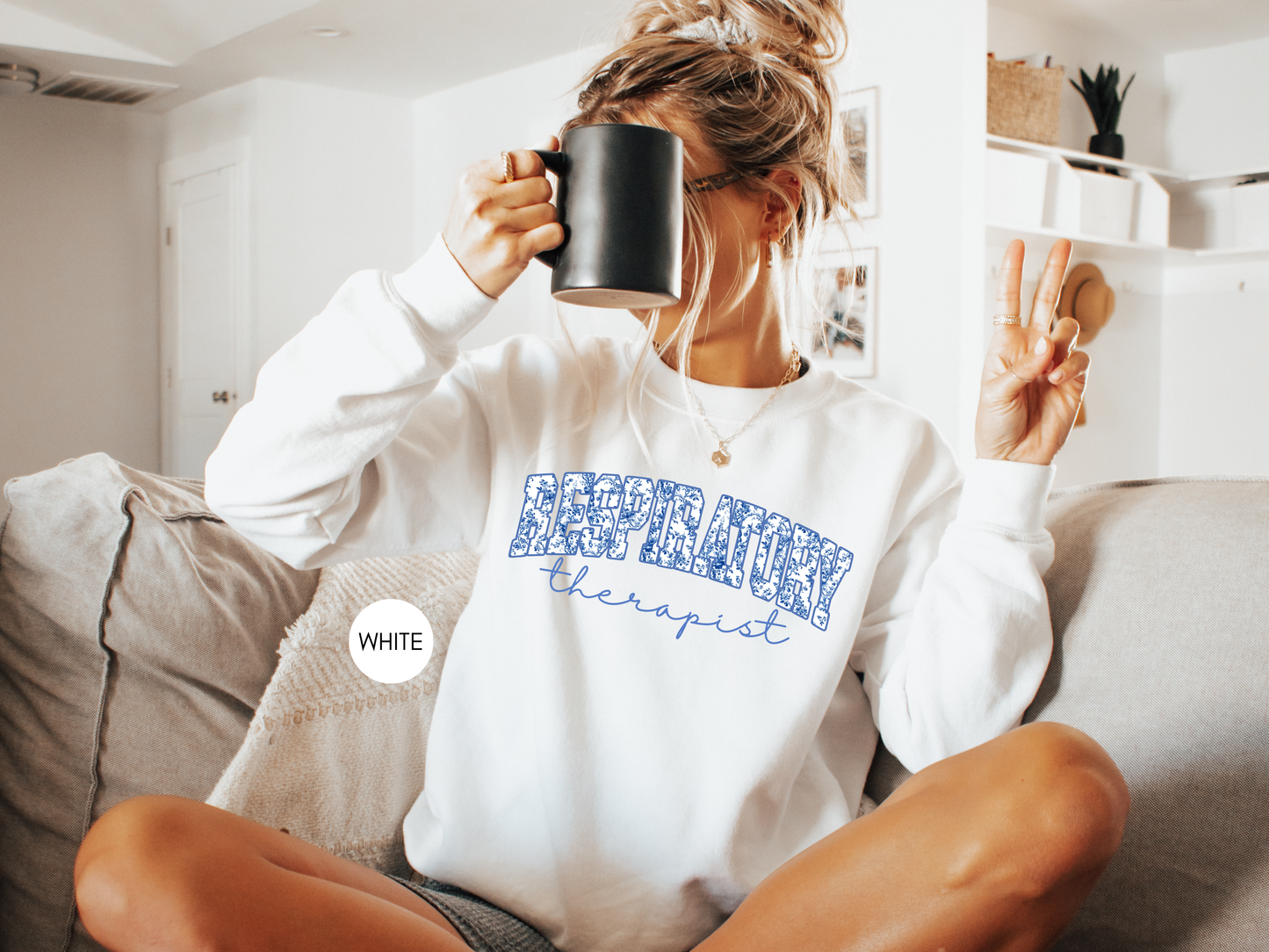 Respiratory Therapist Sweatshirt | Blue Toile Design