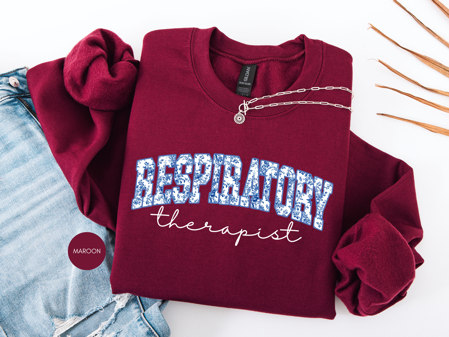 Respiratory Therapist Sweatshirt | Blue Toile Design