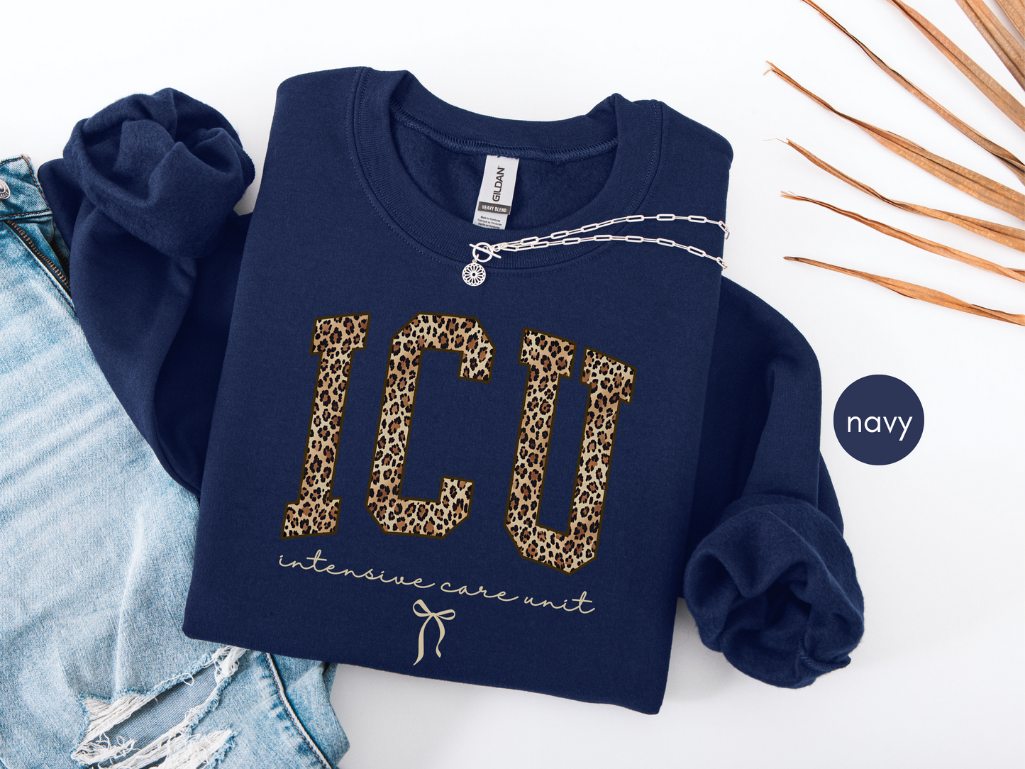 ICU Leopard Print Sweatshirt – Intensive Care Unit Nurse Crewneck