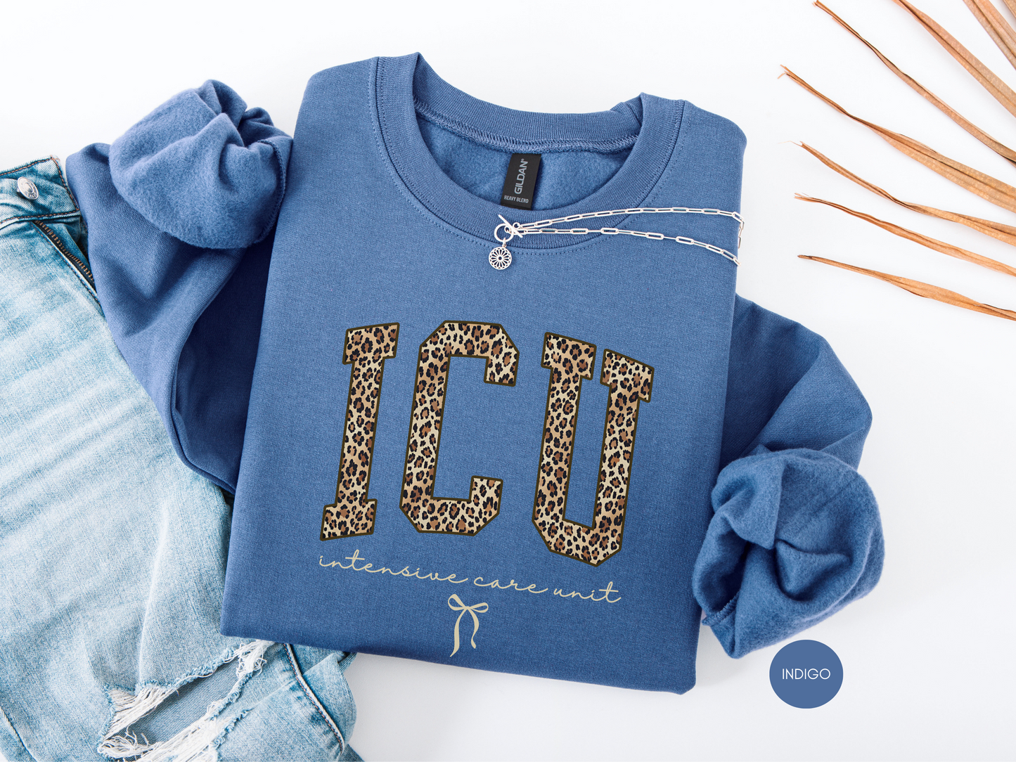 ICU Leopard Print Sweatshirt – Intensive Care Unit Nurse Crewneck
