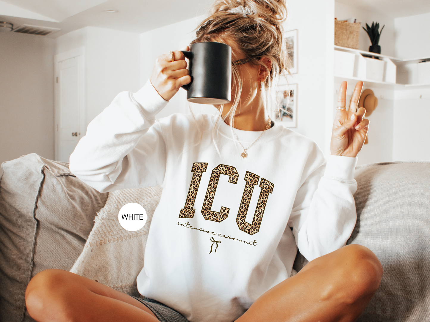ICU Leopard Print Sweatshirt – Intensive Care Unit Nurse Crewneck
