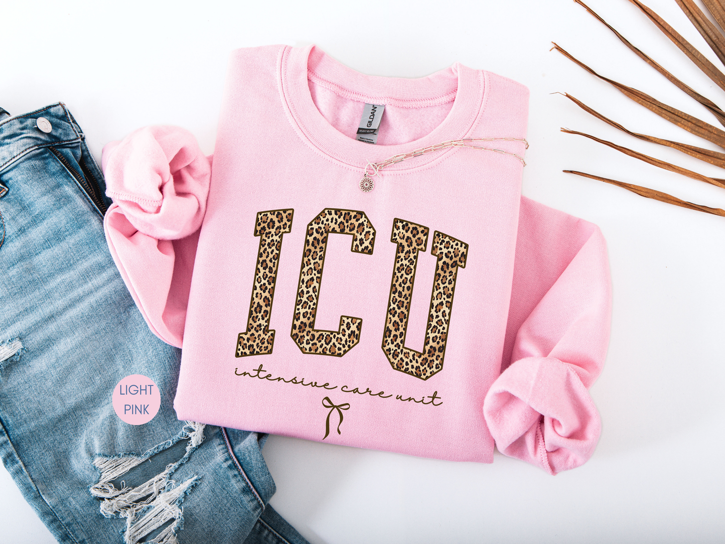 ICU Leopard Print Sweatshirt – Intensive Care Unit Nurse Crewneck