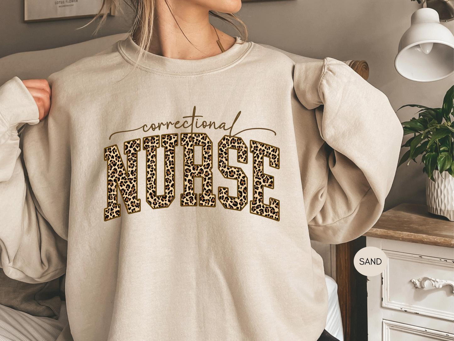 Correctional Nurse Leopard Print Sweatshirt | Nurse Gift | Cozy Nurse Crewneck