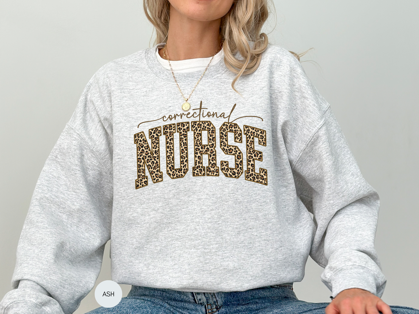 Correctional Nurse Leopard Print Sweatshirt | Nurse Gift | Cozy Nurse Crewneck