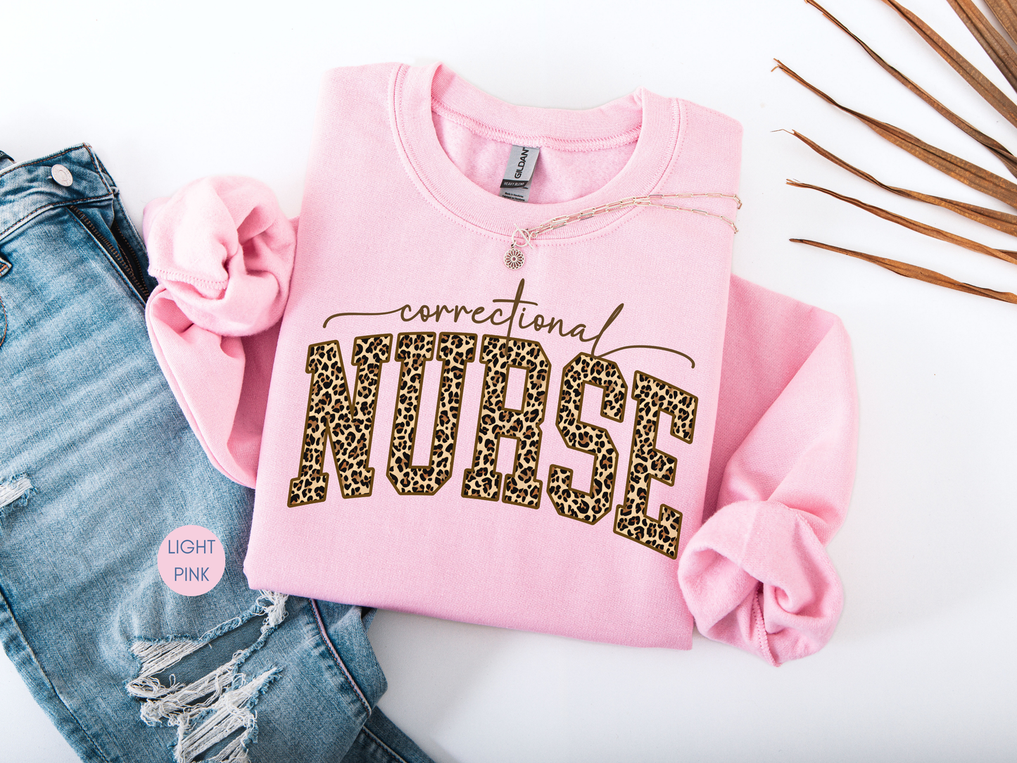Correctional Nurse Leopard Print Sweatshirt | Nurse Gift | Cozy Nurse Crewneck
