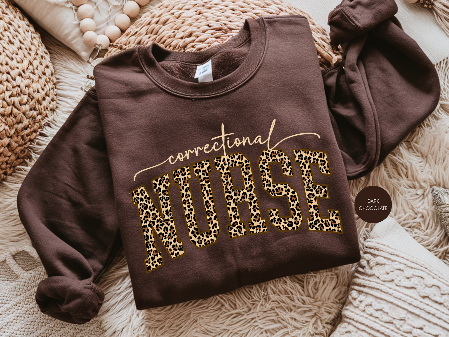 Correctional Nurse Leopard Print Sweatshirt | Nurse Gift | Cozy Nurse Crewneck