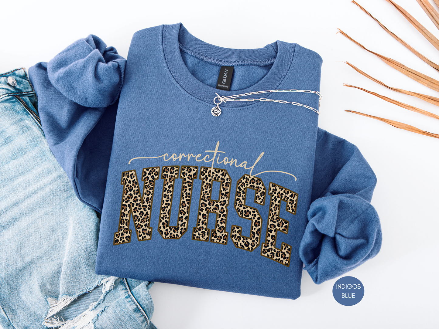 Correctional Nurse Leopard Print Sweatshirt | Nurse Gift | Cozy Nurse Crewneck