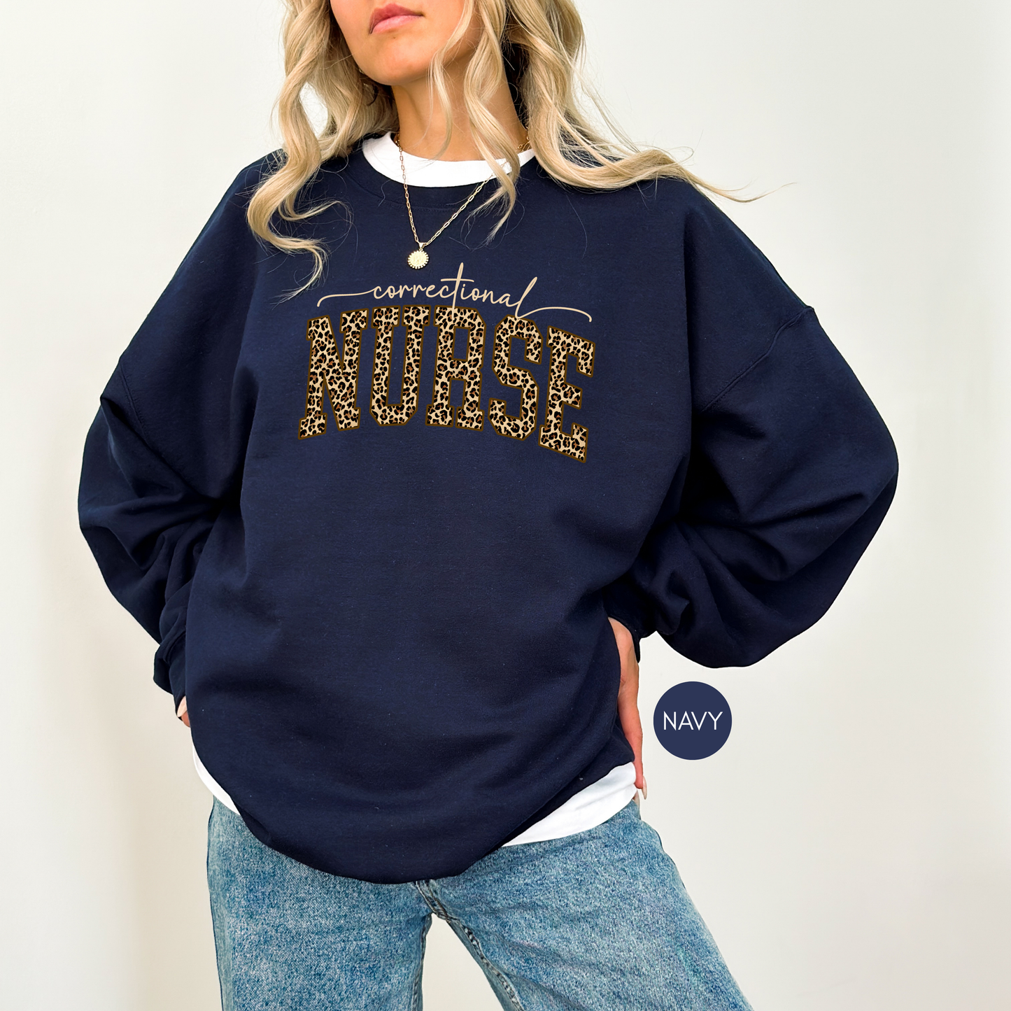 Correctional Nurse Leopard Print Sweatshirt | Nurse Gift | Cozy Nurse Crewneck