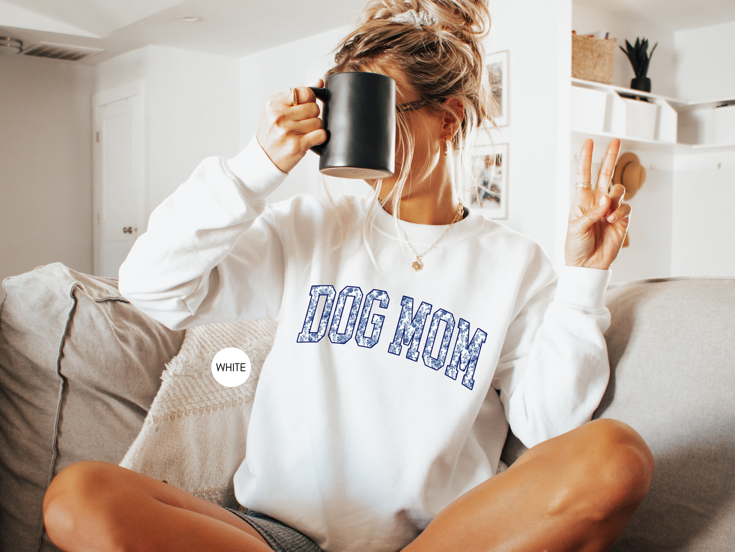 Dog Mom Varsity Toile Sweatshirt – Cute Pet Mom Crewneck