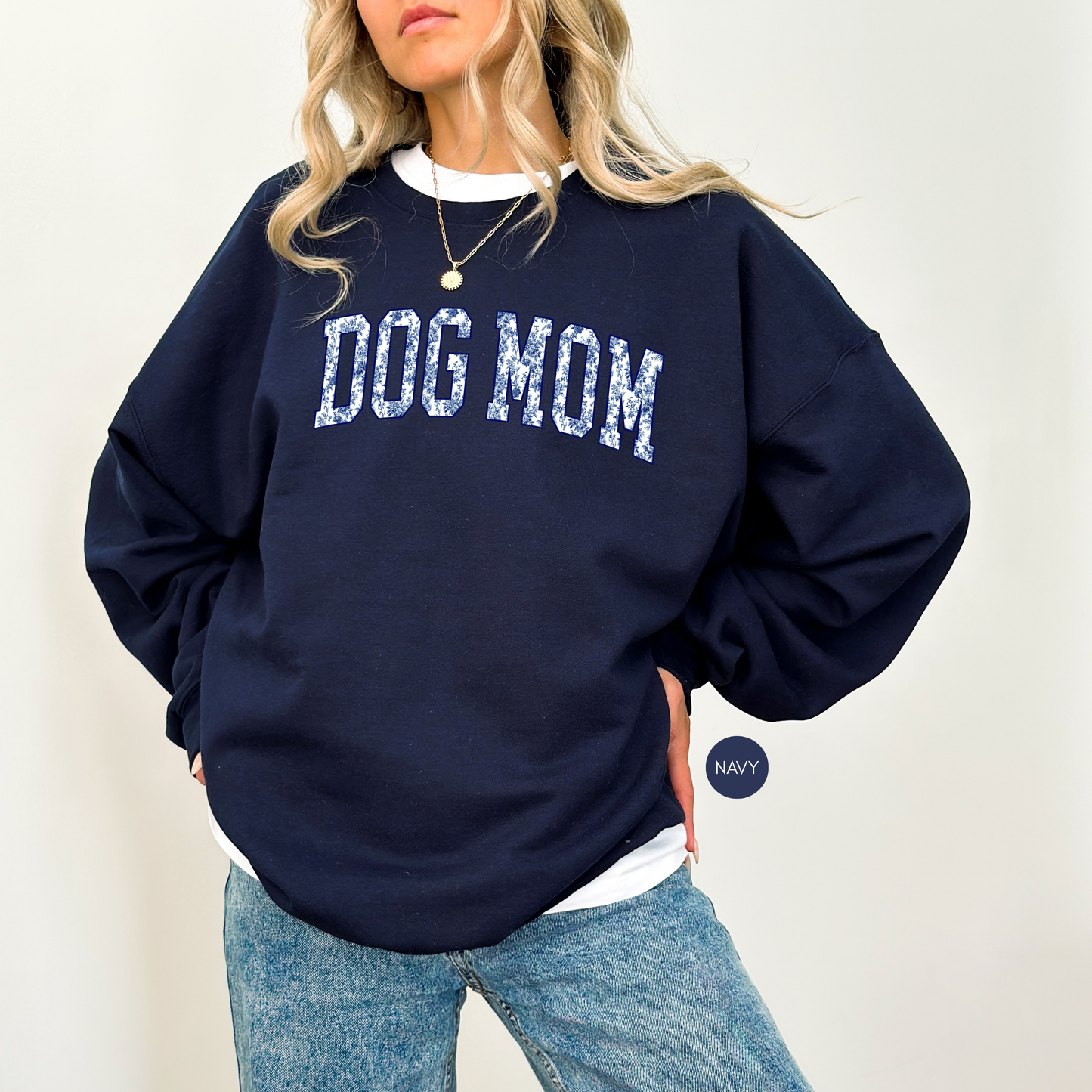 Dog Mom Varsity Toile Sweatshirt – Cute Pet Mom Crewneck